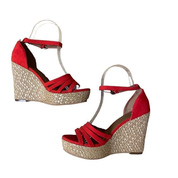 BP ~ Red Strappy Espadrilles ~ size 6 - Picture 5 of 15